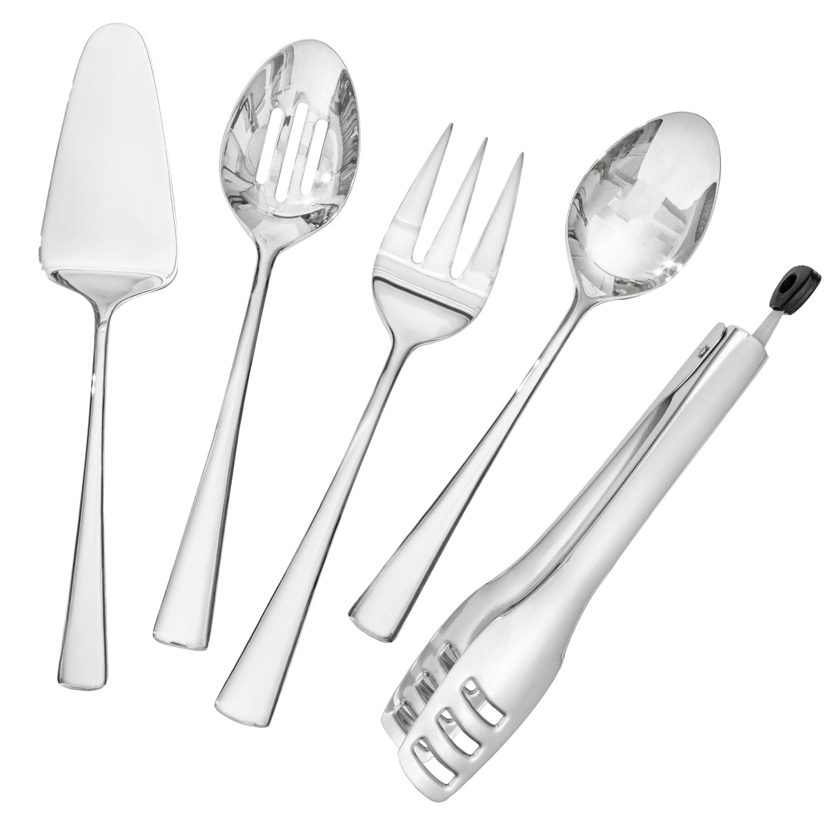 KINGSTONE Serving Utensils Set, 18/10 Stainless Steel Serving Utensils, Slotted Spoon, Fork, Tong, Soup Ladle, Cake Server, Butter Knife and Ice Tong for Buffet, Parties, Kitchen,Entertaining