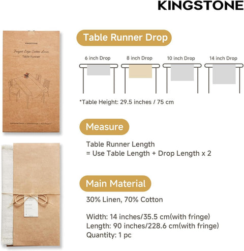 14 x 90“ Rustic Frayed Edge Table Runner