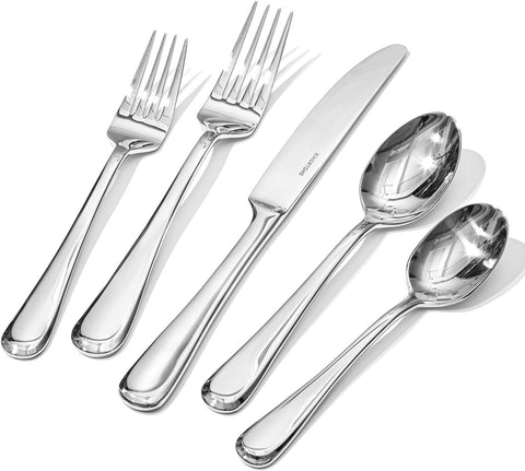 Silverware Set for 4, 20 Piece Stainless Steel Flatware Cutlery Utensil Set | KINGSTONE Heavy Duty Utensils, Modern Design, Mirror Polished Knives Fork and Spoon,Dishwasher Safe for Wedding Housewarming