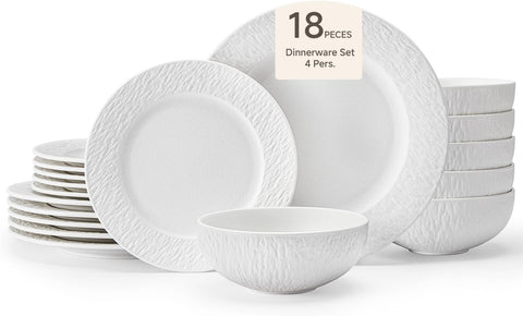 Obsidian Matte Marble 18 Piece Dnnerware Set, Service for 6