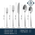 Classic 20 Piece Flatware Set, Service for 4 - KS6612-M20