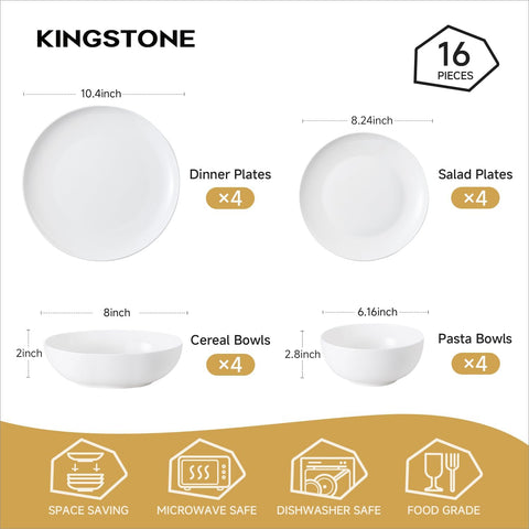 Celestia Quiet Luxury Bone China 16 Piece Dinnerware Set, Service for 4