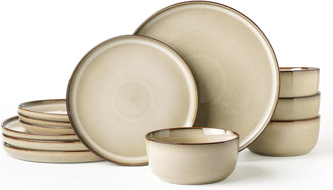 Atelier Palette Color Clash Stoneware 12 Piece Dinnerware Set, Service for 4