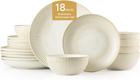 Artisan Rustic Stoneware 18 Piece Dinnerware Set, Service for 6