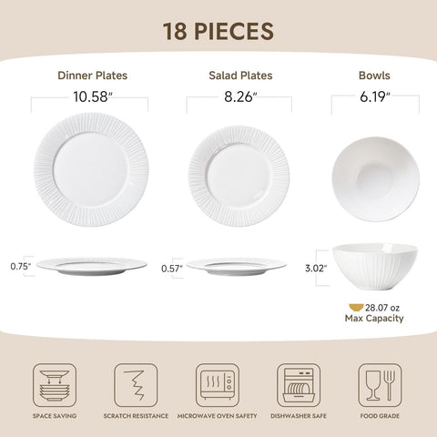Celestia Quiet Luxury Bone China 18 Piece Dinnerware Set, Service for 6