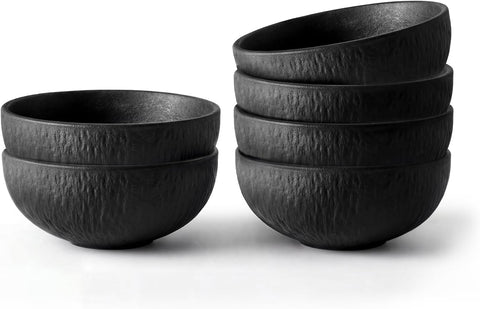Obsidian Matte Marble Set Of 6 Bowls
