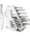 KINGSTONE Kitchen Knife Set with Block, 14 Pcs German Stainless Steel Knife Set with Built-in Sharpener, Dishwasher Safe Knife Block Set(natural, 14pcs)