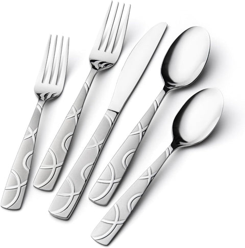 HIKAA Imprint 40 Piece Flatware Set, Service for 8