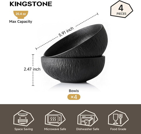 Obsidian Matte Marble Set Of 4 Bowls