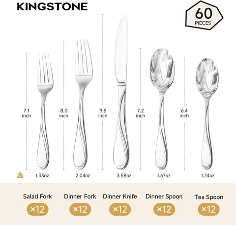 Droplet 60 Piece Flatware Set, Service for 12