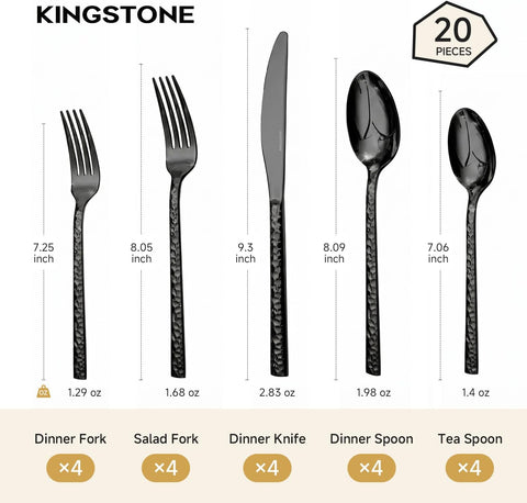 Traccia 20 Piece Flatware Set, Service for 4 - KS6614-BL20