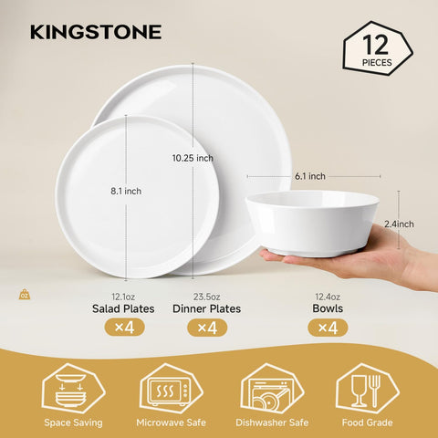 Celestia Classic Bone China 12 Piece Dinnerware Set, Service for 4