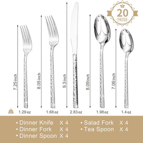 Traccia Modern 20 Piece Flatware Set, Service for 4