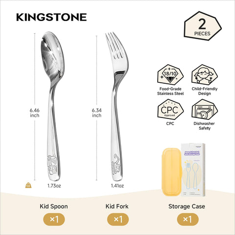 2 Pcs Kids Utensils with Case (Large)