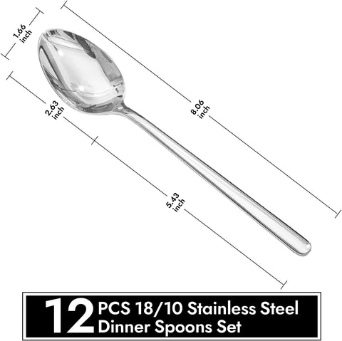 18/10 Stainless Steel Set Of 12 Dinner Spoons