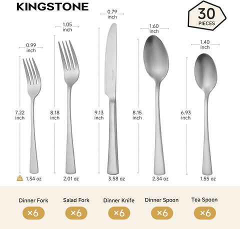 18/10 Stainless Steel Classic 30 Piece Flatware Set, Service for 6