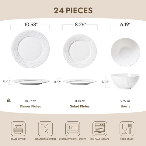Celestia Quiet Luxury Bone China 64 Piece Dinnerware Set, Service for 8 (With Flatware)