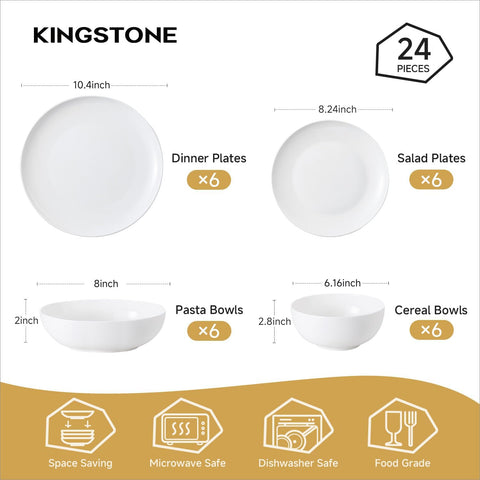Celestia Quiet Luxury Bone China 24 Piece Dinnerware Set, Service for 6
