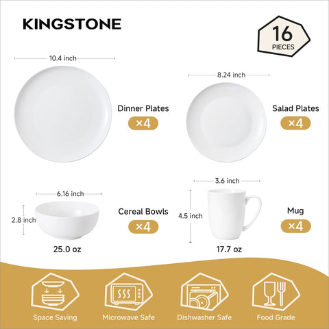 Celestia Bone China 16 Piece Dinnerware Set, Service for 4 (With Cups)