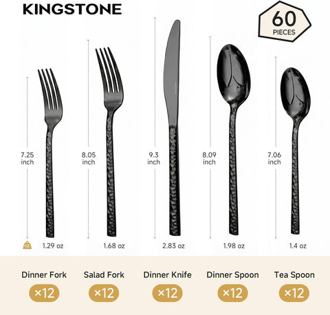 Traccia Modern 60 Piece Flatware Set, Service for 12