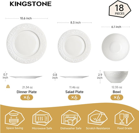 Revival Celestia Bone China 18 Piece Dinnerware Set, Service for 6