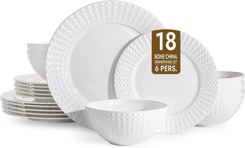 Facet Quiet Luxury Bone China 18 Piece Dinnerware Set, Service for 6
