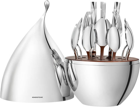 20 Piece Classic Silverware Set with Droplet Storage Organizer
