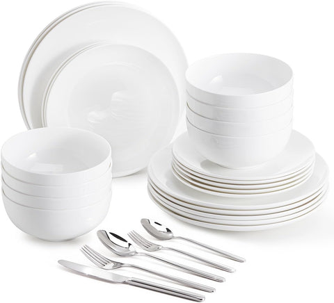 Celestia Bone China 32 Piece Dinnerware Set, Service for 4 (With Flatware)