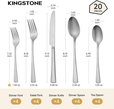 18/10 Stainless Steel Classic 20 Piece Flatware Set, Service for 4