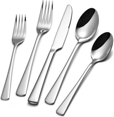 KINGSTONE Silverware Set, Forged 18/10 Stainless Steel Flatware Set, Cutlery Set Dishwasher Safe for Home, Restaurant, Wedding, Party