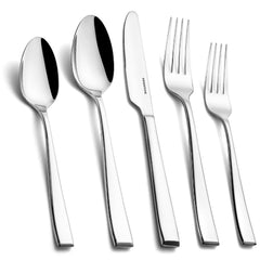KINGSTONE Mirror Polish Silverware Set, 18/10 Stainless Steel Flatware Set, Dishwasher Safe Cutlery Set for Wedding, Home, Restaurant, Knives Spoons and Forks Set