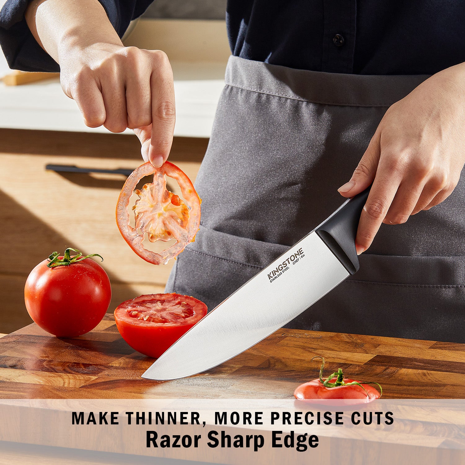 KINGSTONE 14-Piece Kitchen Knife Set with Block, High-Carbon Stainless Steel Knives Set, Ergonomic Non-Slip Handle, Professional Knife Set for Kitchen for Home Cooking & Gifting
