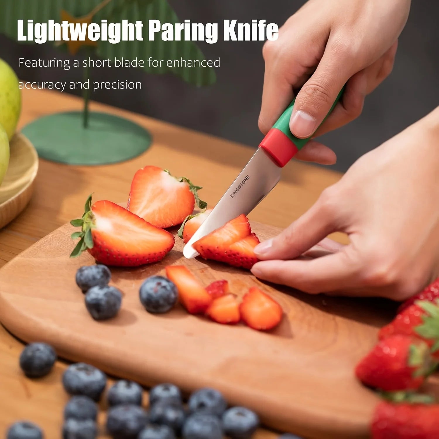 KINGSTONE 2-Piece Kitchen Knife Set with Gift Box, Stainless Steel Chef Knives with Christmas Pattern, Ergonomic Cutlery Set, Round Tip Safety Knives for Home Cooking