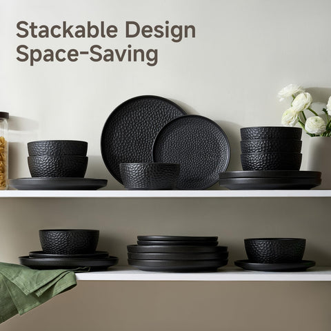 Traccia Modern Reinforced Porcelain 12 Piece Dinnerware Set, Service for 4