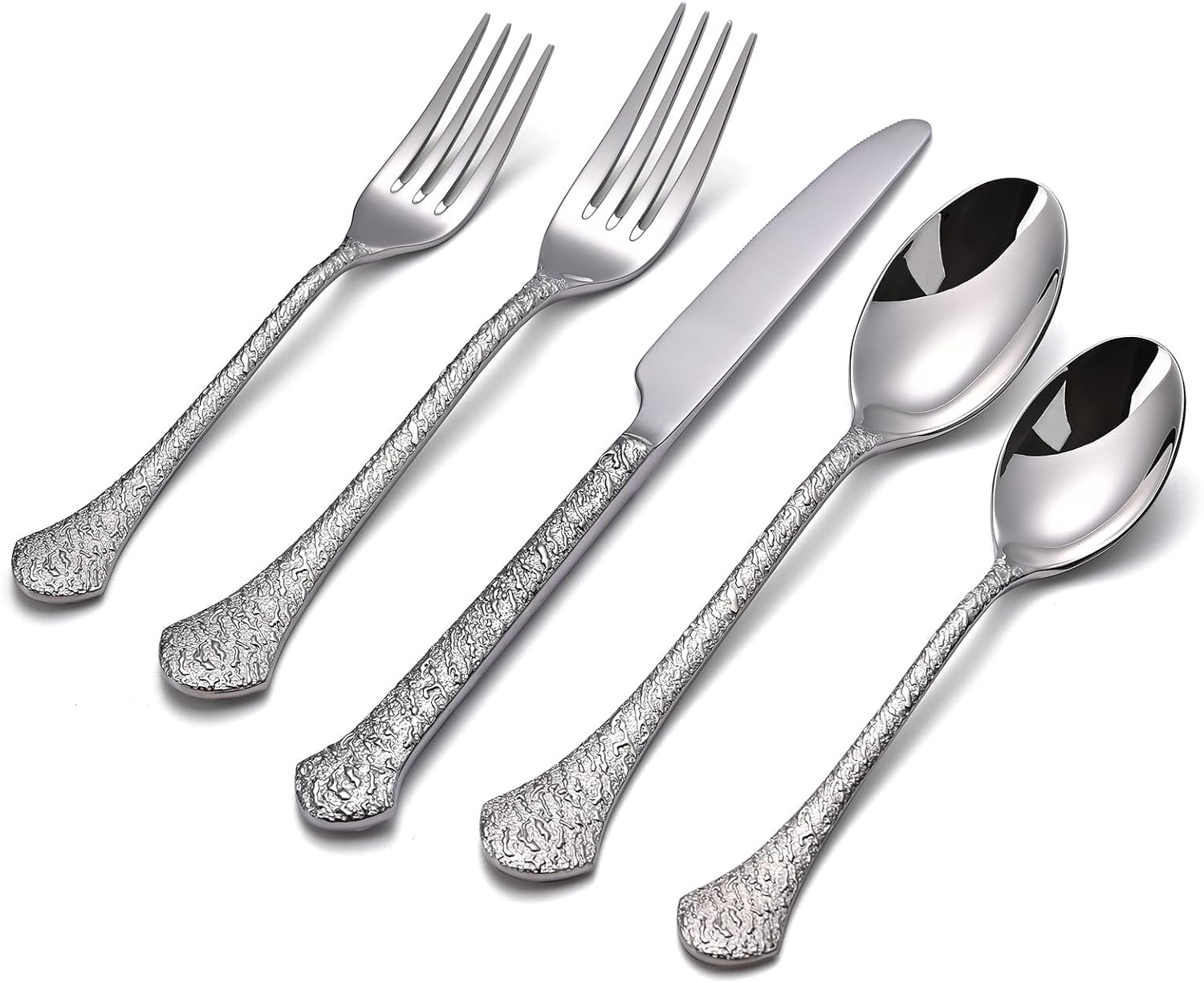 KINGSTONE Premium Silverware Sets, 18/10 Stainless Steel Flatware Set，20-Piece Cutlery with Tin Flow Handles, Dishwasher Safe (20-Piece)
