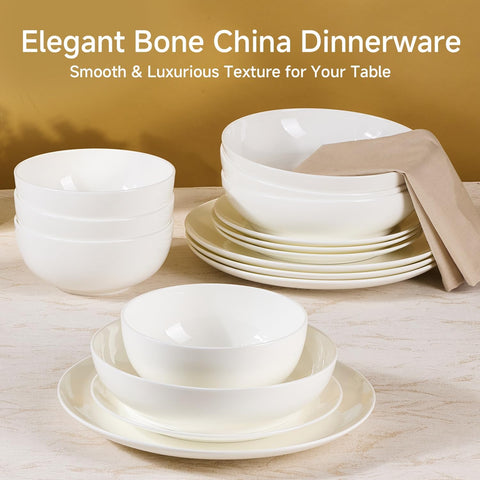 Celestia Quiet Luxury Bone China 16 Piece Dinnerware Set, Service for 4