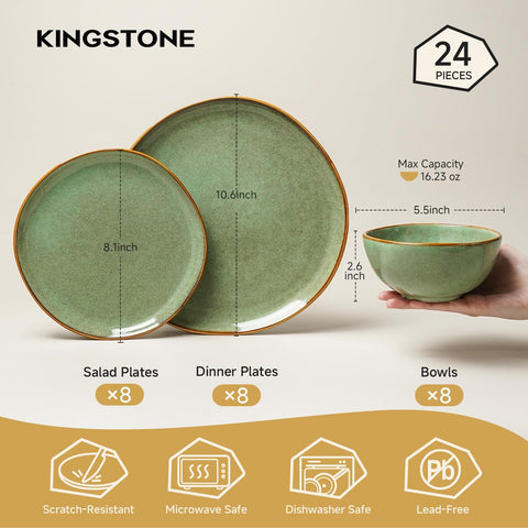 Atelier Handcrafted Rustic 24 Piece Dinnerware Set, Service for 8