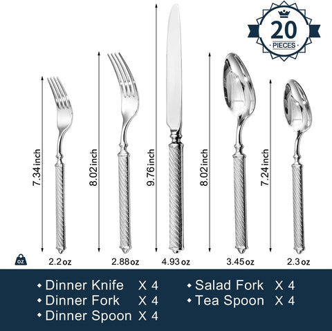 Rope 20 Piece Flatware Set, Service for 4