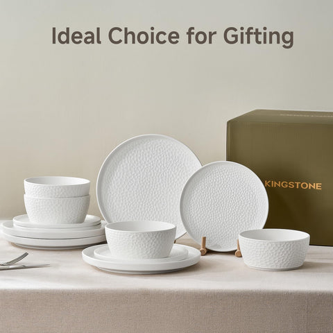 Traccia Modern Reinforced Porcelain 24 Piece Dinnerware Set, Service for 8