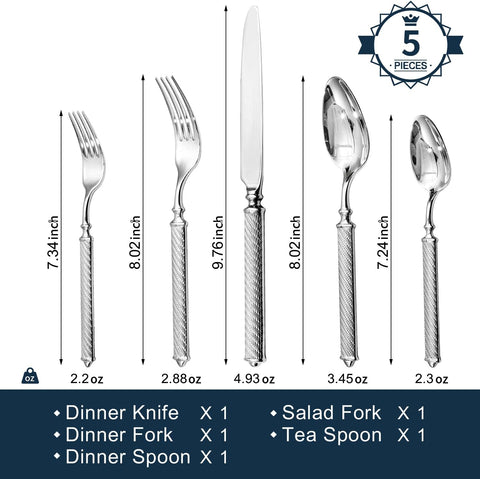 Retro Rope 5 Piece Flatware Set, Service for 1