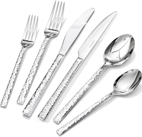 Traccia Modern 48 Piece Flatware Set, Service for 8 (With Steak Knives)