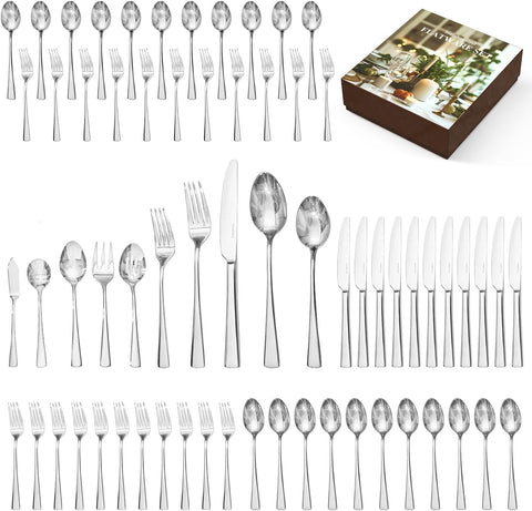 18/10 Stainless Steel Classic 65 Piece Flatware Set, Service for 12 (With Serving Utensils)