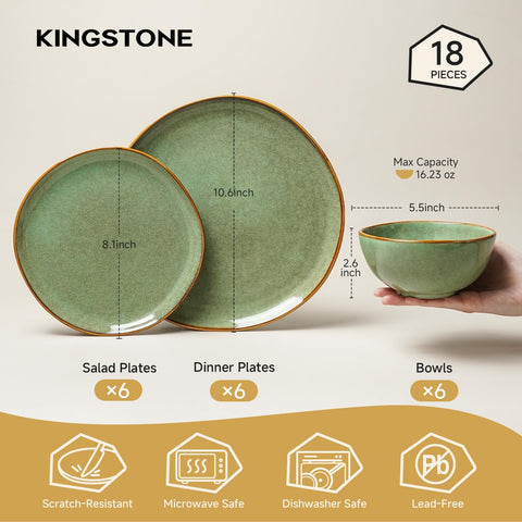 Atelier Handcrafted Rustic 18 Piece Dinnerware Set, Service for 6
