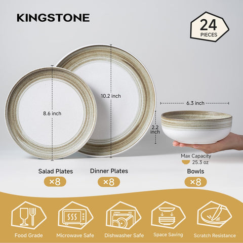 Artisan Modern Stoneware 24 Piece Dinnerware Set, Service for 8
