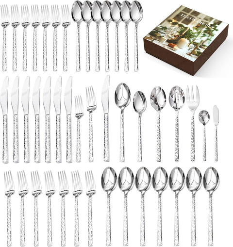 Traccia Modern 45 Piece Flatware Set, Service for 8 (With Serving Utensils)