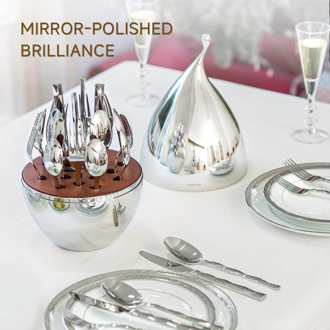 20 Piece Classic Silverware Set with Droplet Storage Organizer
