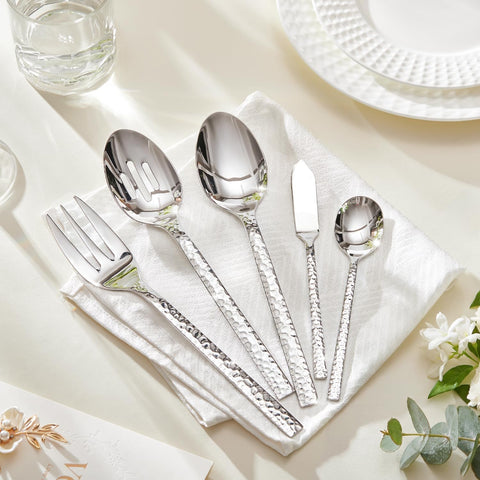 Traccia Modern 45 Piece Flatware Set, Service for 8 (With Serving Utensils)