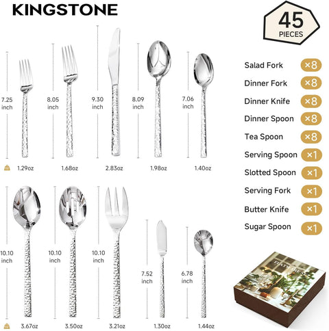 Traccia Modern 45 Piece Flatware Set, Service for 8 (With Serving Utensils)