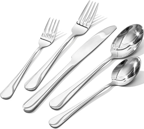 Classic Round 18/10 Stainless Steel 45 Piece Flatware Set, Service for 8 (With Serving Utensils)