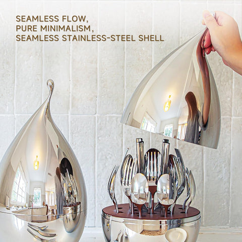 20 Piece Classic Silverware Set with Droplet Storage Organizer